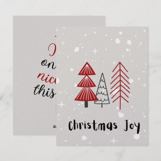 ミニマルなベージュと赤いメリークリスマスグリーティング シーズンカード (正面/裏面)