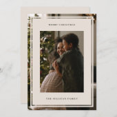 ミニマルなベージュのフレームフォト シーズンカード (正面/裏面)