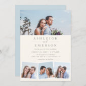 ミニマルなベージュの写真結婚コラージュ 招待状 (正面/裏面)