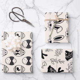 ミニマルなベージュイースターバニー&エッグセット3 ラッピングペーパーシート