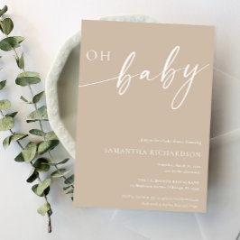 ミニマルなベージュオベビーシャワ男女兼用ー 招待状