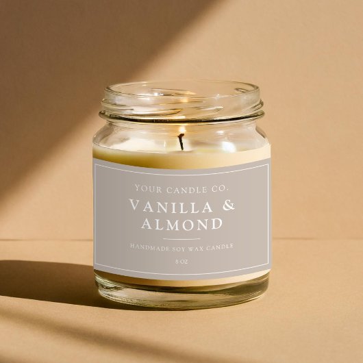 ミニマルなベージュキャンドルラベル 長方形シール