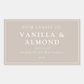 ミニマルなベージュキャンドルラベル 長方形シール (正面)
