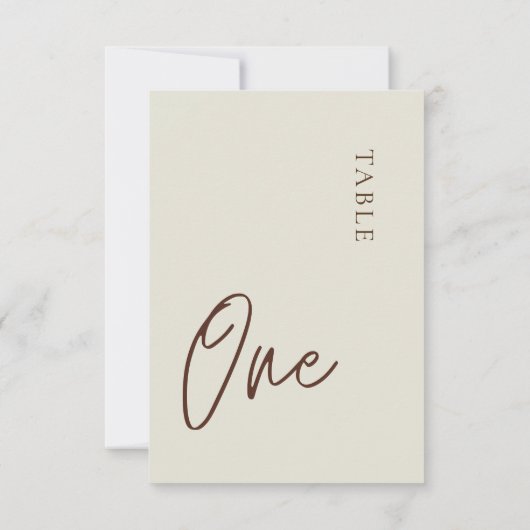ミニマルなベージュテーブル1テーブル番号 招待状 (裏面)