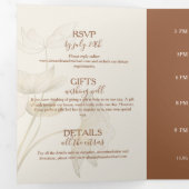 ミニマルなベージュニュートラルモノグラム結婚ズ 三つ折り招待状 (内部最初)