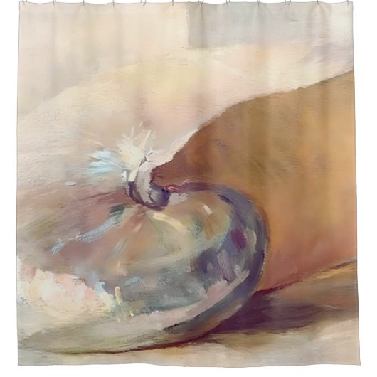 ミニマルなベージュビーチシーシェル シャワーカーテン (正面)