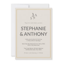 ミニマルなベージュモノグラム結婚ワイルドフラワー