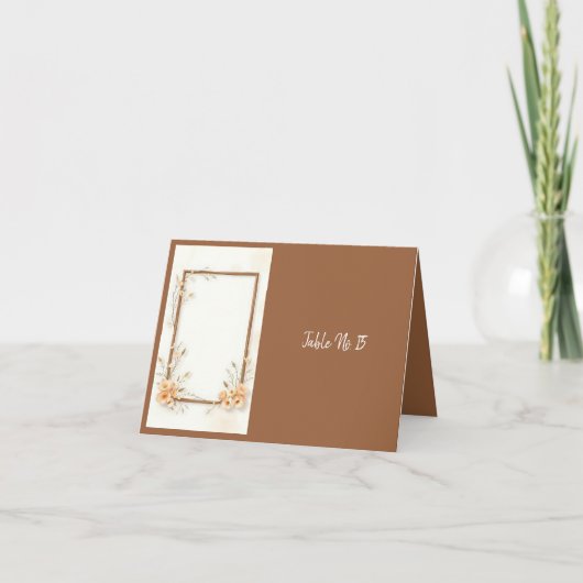 ミニマルなベージュ植物体結婚枠のテーブル サンキューカード (正面)