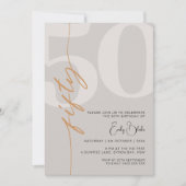 ミニマルなベージュ50th誕生日パーティー 招待状 (正面)