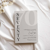 ミニマルなベージュ70歳の誕生日パーティー 招待状