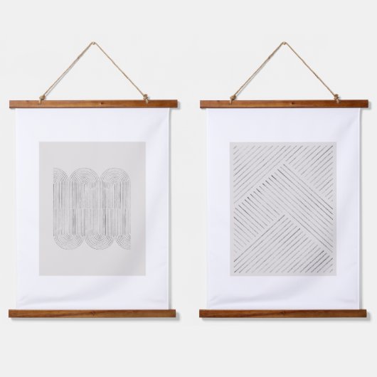 ミニマルなベージュ 吊り下げ型タペストリー (ダブル)