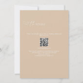 ミニマルなベージュQRコードRSVP All In One 結婚's 招待状 (裏面)