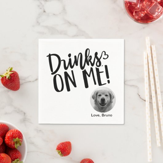 ミニマルなペットのフォトドリンクでペットをスタイリッシュ探す スタンダードカクテルナプキン (インサイチュ)