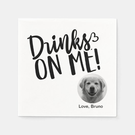ミニマルなペットのフォトドリンクでペットをスタイリッシュ探す スタンダードカクテルナプキン (正面)