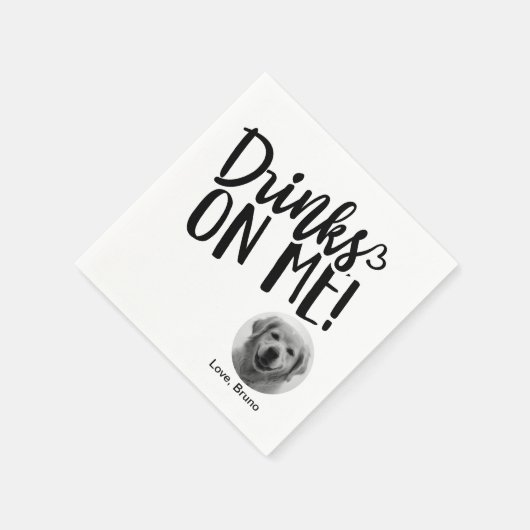 ミニマルなペットのフォトドリンクでペットをスタイリッシュ探す スタンダードカクテルナプキン (角)