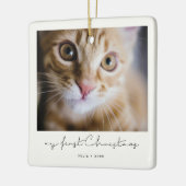 ミニマルなペットの初めてのクリスマス写真 セラミックオーナメント (左)