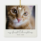 ミニマルなペットの初めてのクリスマス写真 セラミックオーナメント (裏面)