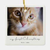 ミニマルなペットの初めてのクリスマス写真 セラミックオーナメント (正面)