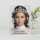 ミニマルなページェントのオートグラフカード – 暗い文字 招待状 (スタンド正面)