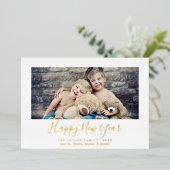 ミニマルなホイル新年の風景写真 箔シーズンカード (立ち正面)