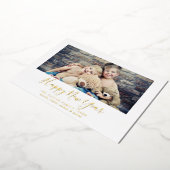 ミニマルなホイル新年の風景写真 箔シーズンカード (回転した状態)