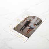 ミニマルなホイル アーク フォト ウェディング セーブ ザ デート 箔招待状 (回転した状態)