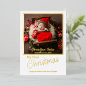 ミニマルなホイル 私の初めてのクリスマス 赤ちゃんの誕生日写真 箔シーズンカード (立ち正面)