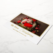 ミニマルなホイル 私の初めてのクリスマス 赤ちゃん 誕生写真 箔シーズンカード (回転した状態)