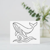 ミニマルなホエールラインアート – 海動物 ポストカード (スタンド正面)