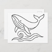 ミニマルなホエールラインアート – 海動物 ポストカード (正面/裏面)