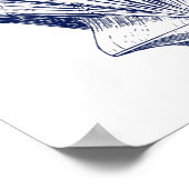 ミニマルなホタテ貝の青 ポスター (角)