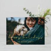 ミニマルなホリデーシーズンの写真　ゴールド 箔シーズンカード (立ち正面)