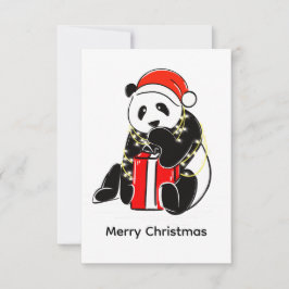 ミニマルなホリデースタイル かわいいクリスマスパンダ サンキューカード