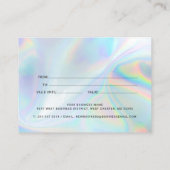 ミニマルなホログラフィックビジネスギフト証明書 名刺 (裏面)