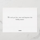 ミニマルなホワイトのクリスマスと新年の写真カード 箔シーズンカード (裏面)