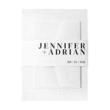 ミニマルなホワイトの招待状 ベリーバンド