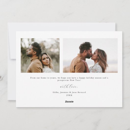 ミニマルなホワイトアーチのクリスマス写真 シーズンカード (裏面)