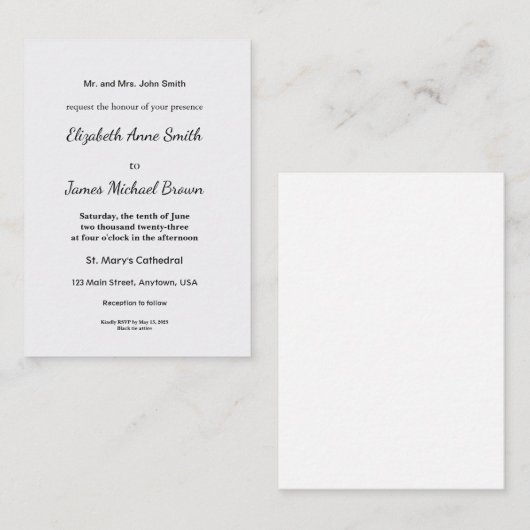 ミニマルなホワイトウェルカムサインテンプレート エンクロージャーカード (正面/裏面)