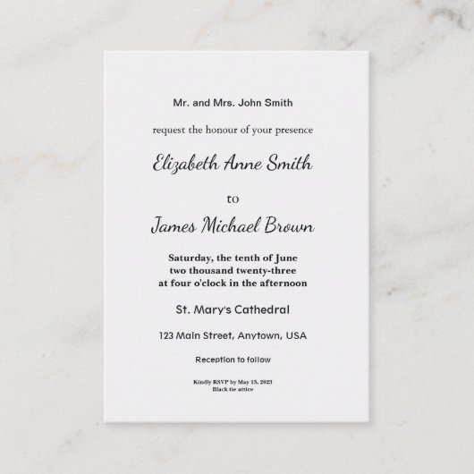 ミニマルなホワイトウェルカムサインテンプレート エンクロージャーカード (正面)