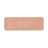 ミニマルなホワイトキャットオンピンクの名前ラベル ラベル (正面)