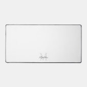 ミニマルなホワイトスクリプト書道モノグラム デスクマット (正面)