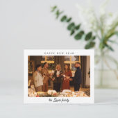 ミニマルなホワイトハッピーニューイヤー写真 ポストカード (スタンド正面)