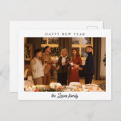 ミニマルなホワイトハッピーニューイヤー写真 ポストカード (正面/裏面)