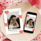 ミニマルなホワイトハートバレンタインフォトモーメント シーズンカード