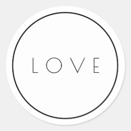 ミニマルなホワイトブラックラブステッカー縁ど付き ラウンドシール