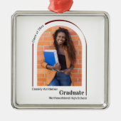 ミニマルなホワイトブルゴーニュ写真卒業 メタルオーナメント (正面)