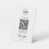 ミニマルなホワイトヘアサロン GoogleレビューQRコード 台座サイン (正面)
