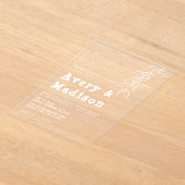 ミニマルなホワイトボタニカルタイプライター結婚ズ アクリル招待状 (レイダウン)