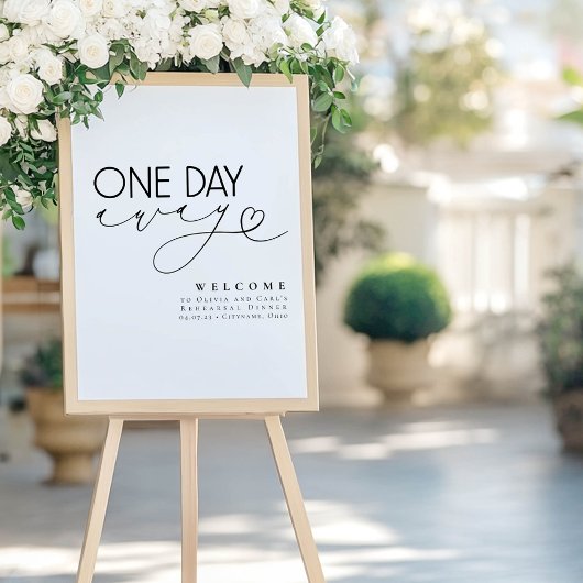 ミニマルなホワイトリハーサルのディナーウェルカムサイン ポスター