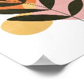 ミニマルなボホボタニカルリーフ抽象芸術シェイプ芸術 ポスター (角)